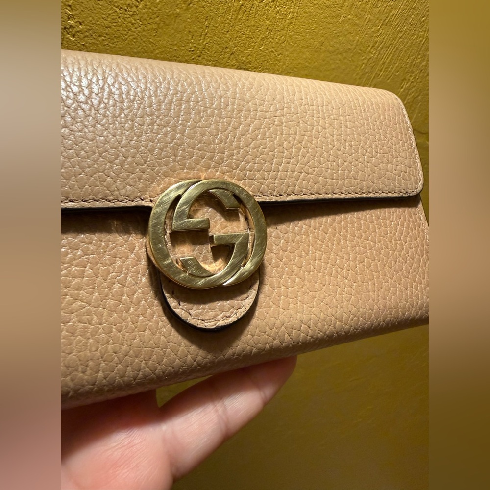 GUCCI Dollar Calfskin Interlocking G Continental Wallet Camelia - Picture 12 of 13